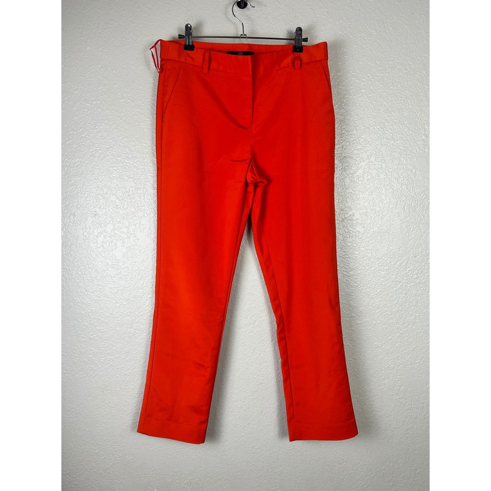 Tibi Red Cropped Leg Tailored Trousers Pants Size 6 Career Workwear City
